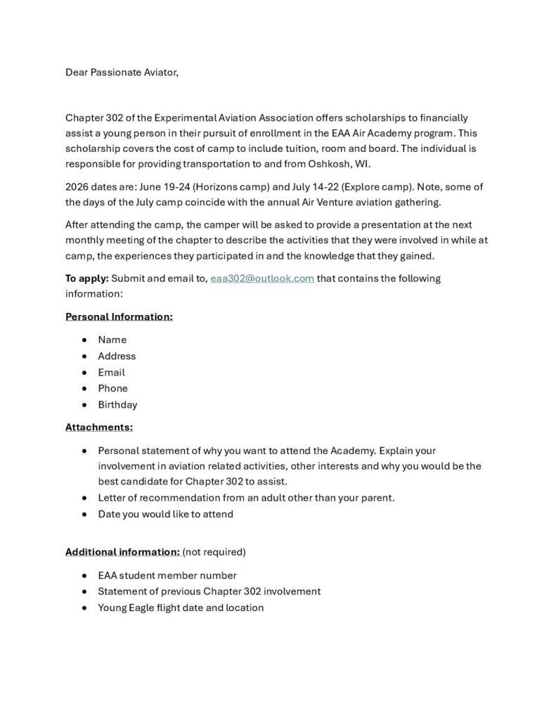 thumbnail of EAA Air Academy application